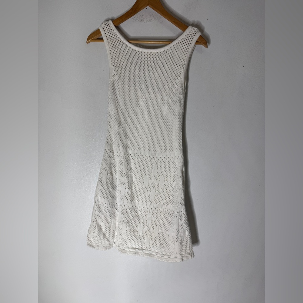 Sundance Crochet Dress‎ Size Small White Mini Sleeveless Cotton Slip Lining - Picture 2 of 4